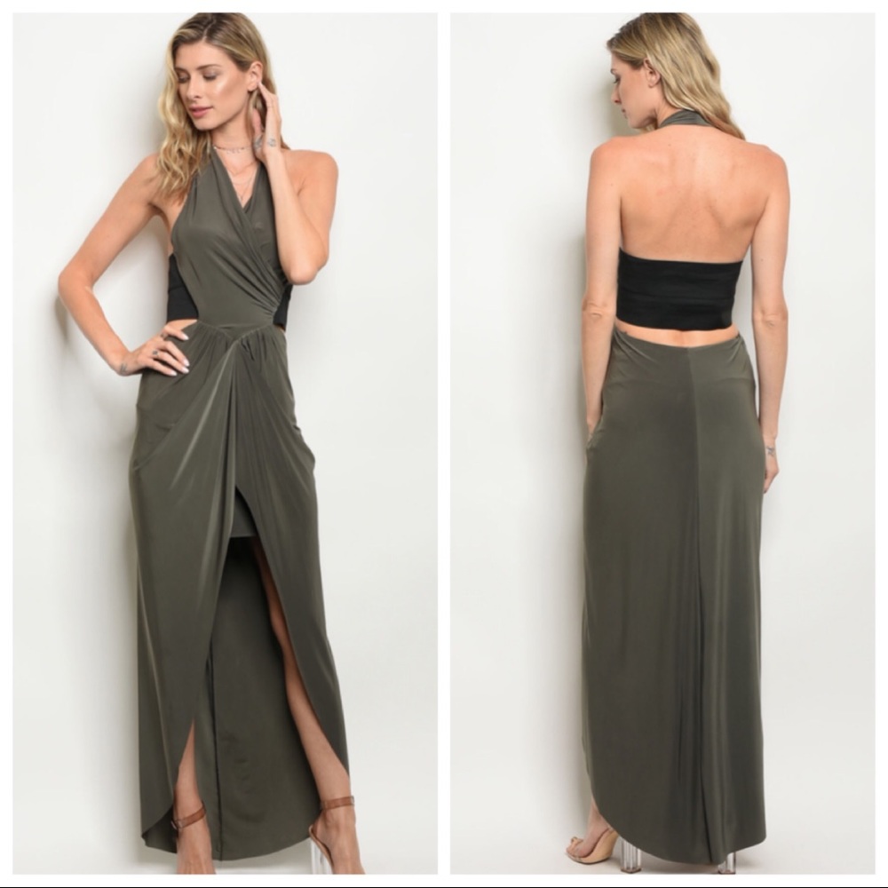 NEW Green Black High Low Dress